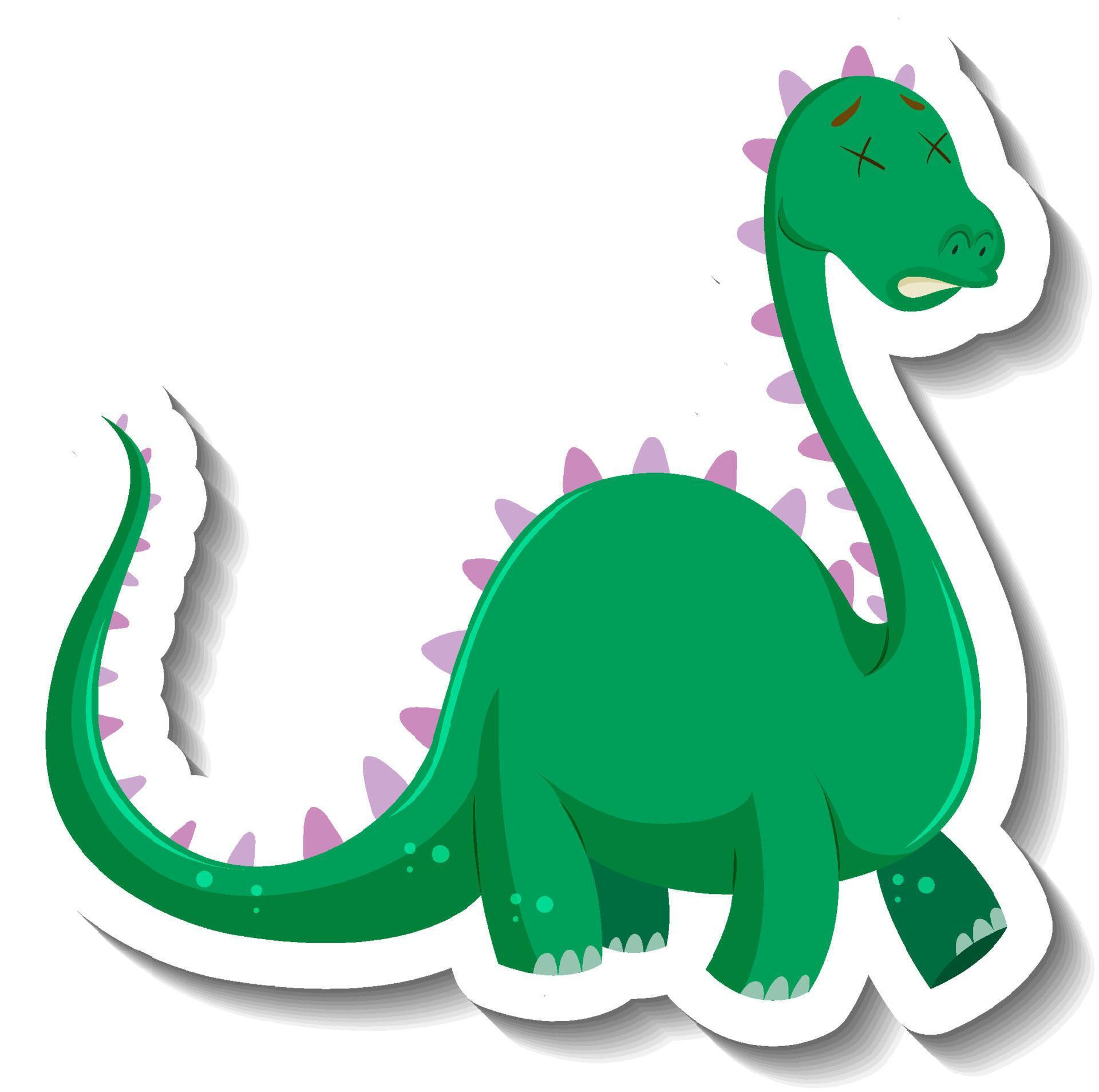 Adesivo de personagem de desenho animado de dinossauro verde fofo 3467713  Vetor no Vecteezy